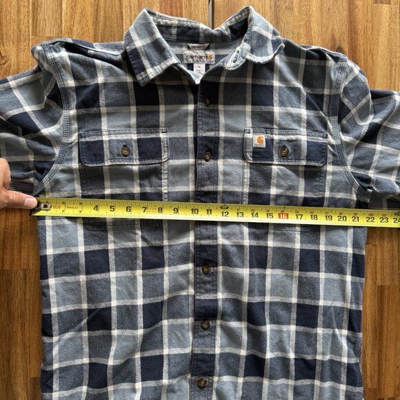Carhartt Original Fit Blue Plaid Button Down Shirt Men's Medium Cowboy Western - Picture 13 of 13